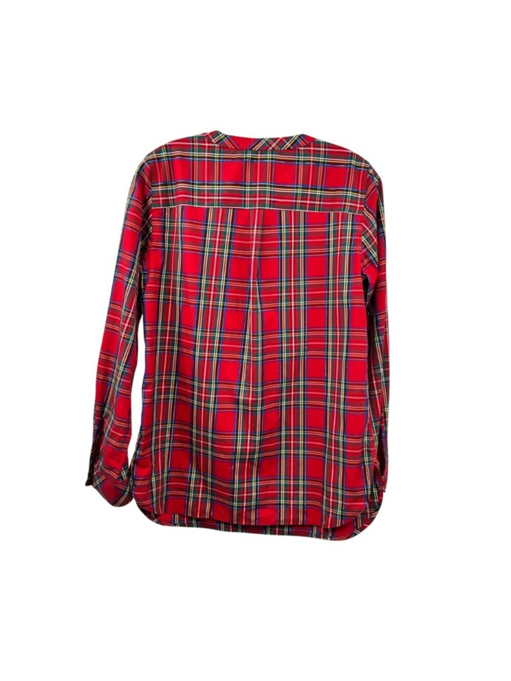 Talbots Plaid Popover Top Long Sleeve Rhinestone Buttons Red/Multi Small - Picture 7 of 9